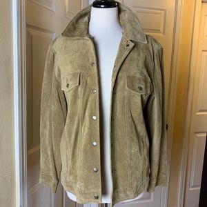 Dennis Basso tan suede leather Jacket Small